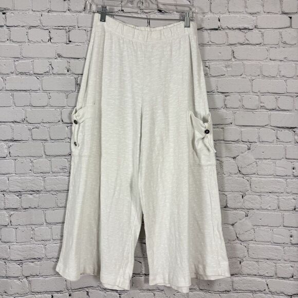 Chalet Cropped Wide Leg Pants Womens M Lagenlook Cottagecore Boho Hippie - Picture 1 of 7